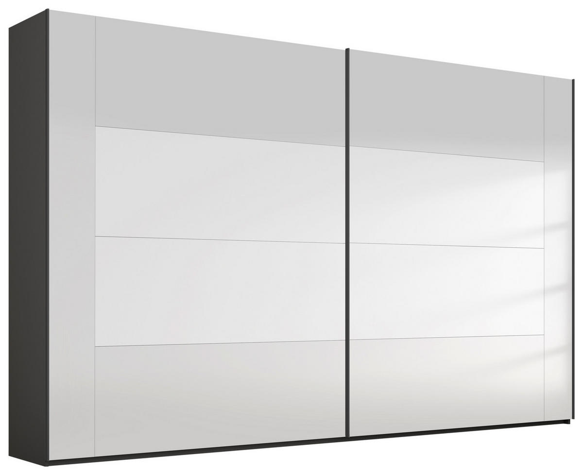 SCHWEBETÜRENSCHRANK Graphitfarben  - Graphitfarben, Design, Glas/Holzwerkstoff (316/223/68cm) - Xora