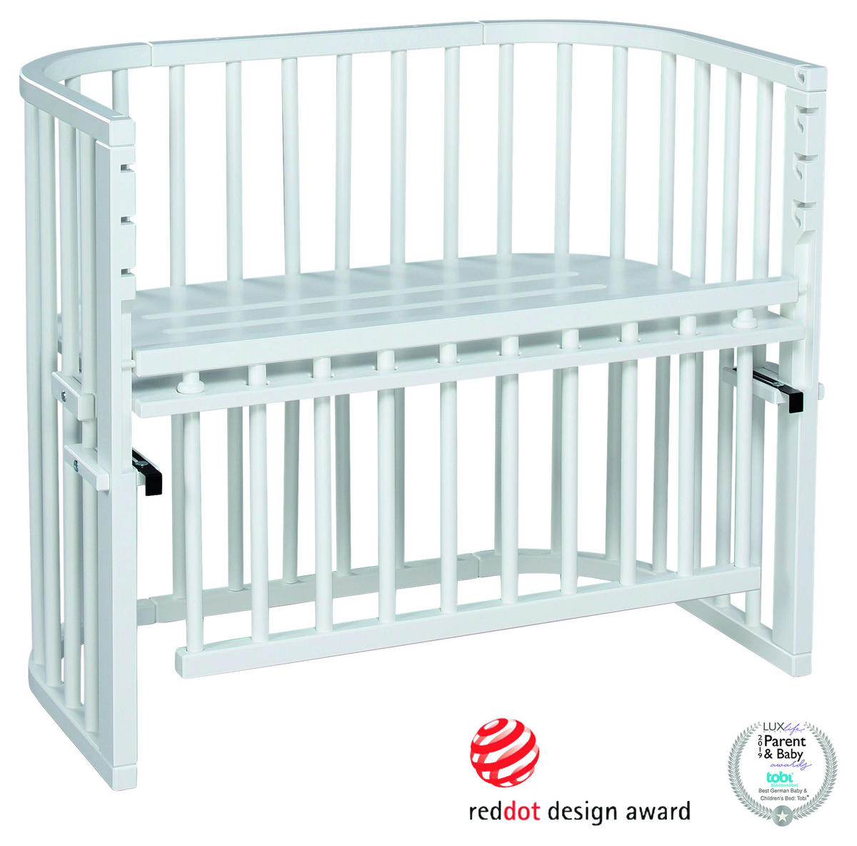 BEISTELLBETT MAXI COMFORT PLUS 96/56,5/79 cm  - Weiß, Basics, Holz (96/56,5/79cm) - Babybay