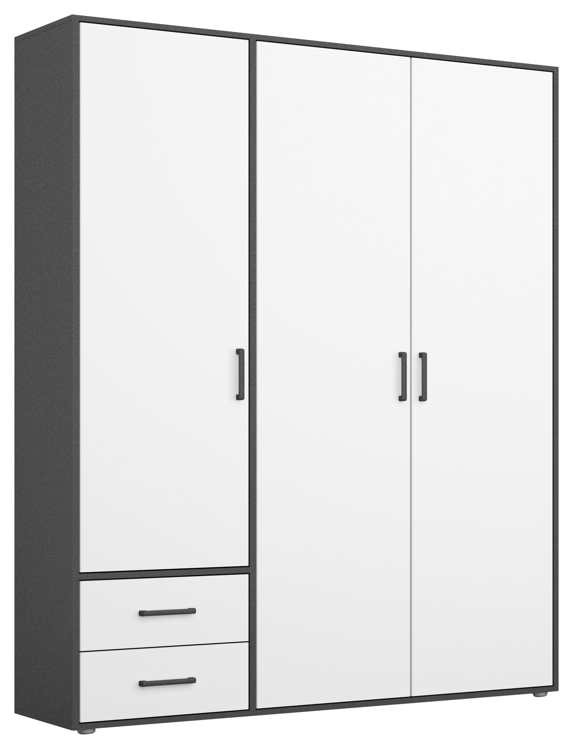 DREHTÜRENSCHRANK 140/194/53 cm 3-türig Grau, Weiß - Weiß/Grau, MODERN, Holzwerkstoff/Kunststoff (140/194/53cm) - Rauch Möbel
