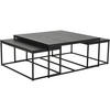 SOFFBORD SET i trä, metall 90/90/42 cm  - svart, Design, metall/trä (90/90/42cm)