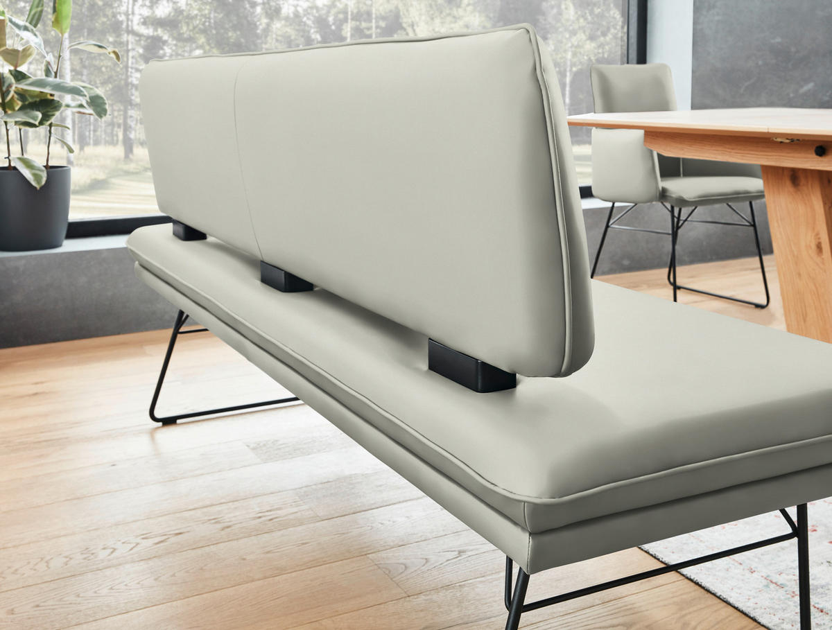 SITZBANK in Metall, Textil Schwarz, Hellgrau  - Hellgrau/Schwarz, Design, Textil/Metall (195/91/65cm) - Dieter Knoll