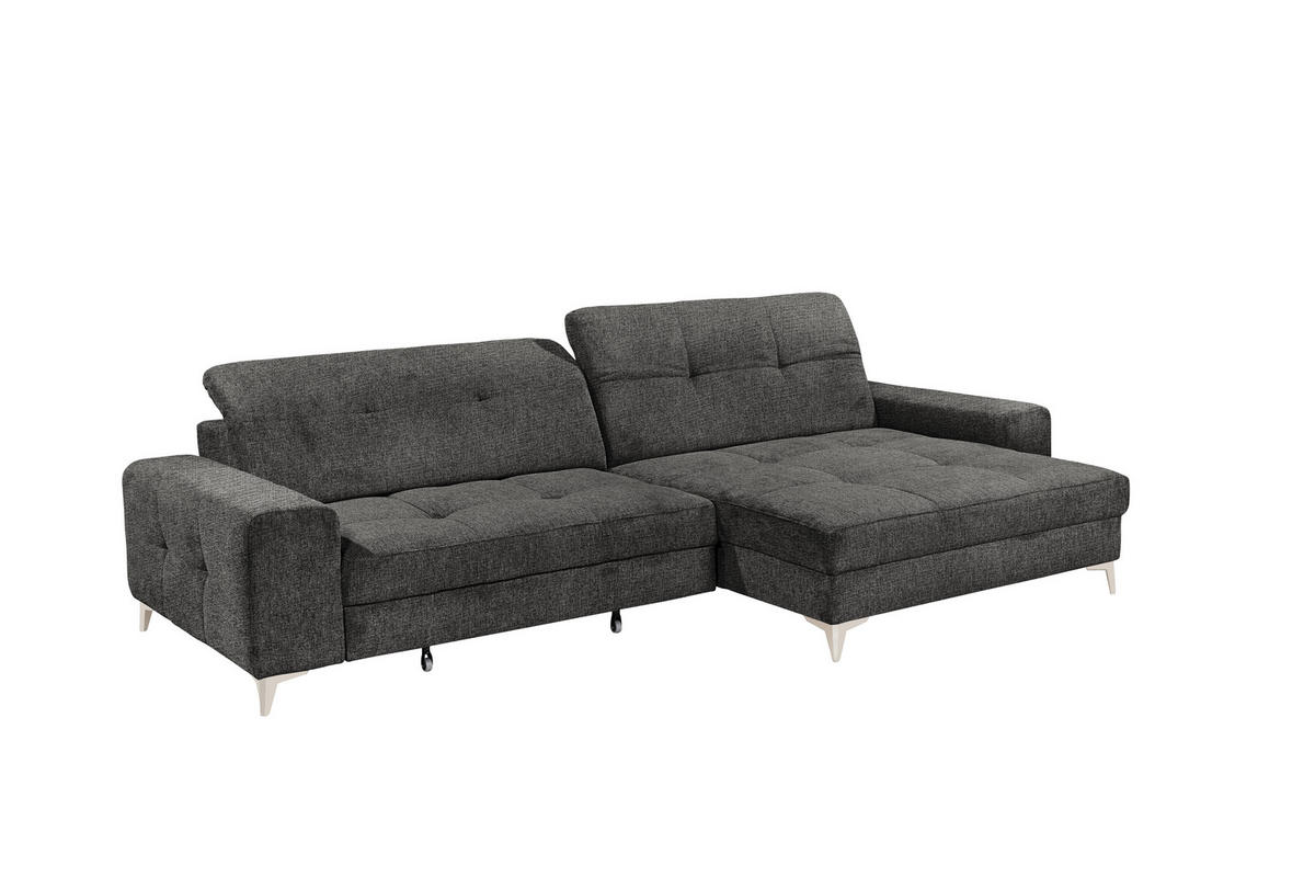 ECKSOFA SORELLA Graphitfarben Chenille Kopfteilverstellung, Sitztiefenverstellung  - Kaschmir/Graphitfarben, Design, Kunststoff/Textil (328/182cm) - MID.YOU