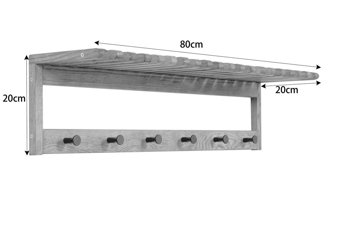 Cuier Cu Montare Pe Perete - culoare lemn stejar, Natur, lemn/metal (80/20/20cm) - Linea Natura