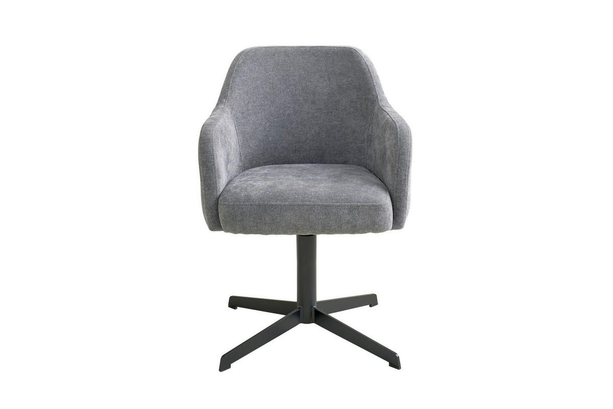 ARMLEHNSTUHL  Sitzfläche 360° drehbar Webstoff  Grau  - Schwarz/Grau, MODERN, Textil/Metall (59/86/63cm) - Schöner Wohnen