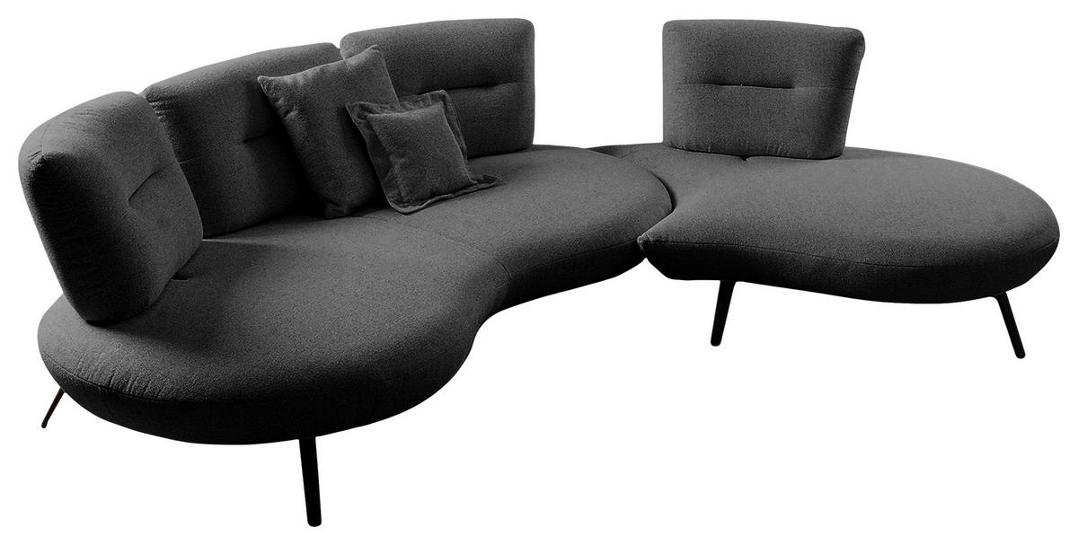 BIGSOFA Flachgewebe Anthrazit  - Anthrazit/Schwarz, Design, Textil/Metall (456/93/138cm) - Moderano