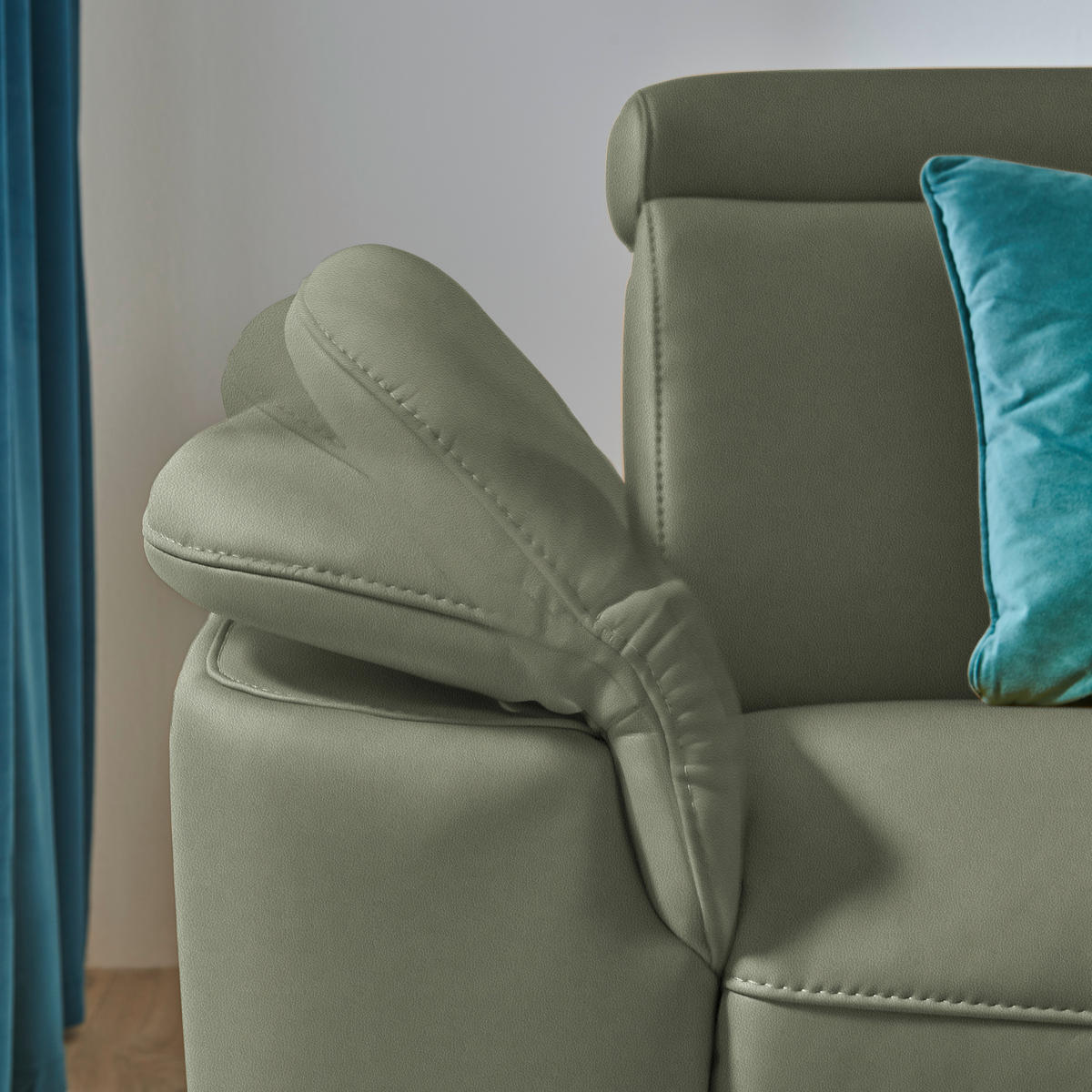 ECKSOFA in Echtleder Grün  285/239 cm  - Schwarz/Grün, Design, Leder/Metall (285/239cm) - Cantus