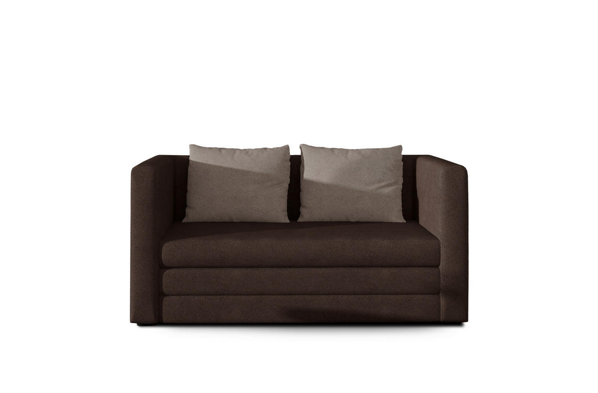 SCHLAFSOFA in Samt Braun, Beige  - Beige/Schwarz, Design, Kunststoff/Textil (132/62/70cm) - MID.YOU