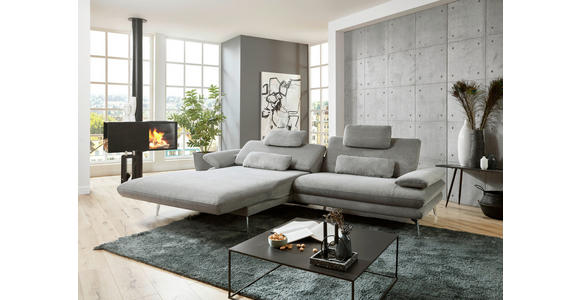 ECKSOFA in Webstoff Grau  - Schwarz/Grau, Design, Textil/Metall (184/284cm) - Dieter Knoll