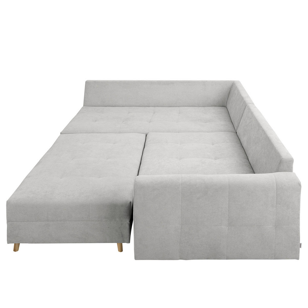 ECKSOFA inkl. Hocker Ariella in Mikrofaser Hellgrau  161/231 cm  - Hellgrau/Naturfarben, Design, Holz/Textil (161/231cm) - Livetastic