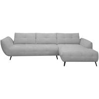 ECKSOFA Grau Chenille Armlehnenkissen, Rücken echt, Sitztiefenverstellung  - Schwarz/Grau, KONVENTIONELL, Textil/Metall (313/215cm) - Hom`in