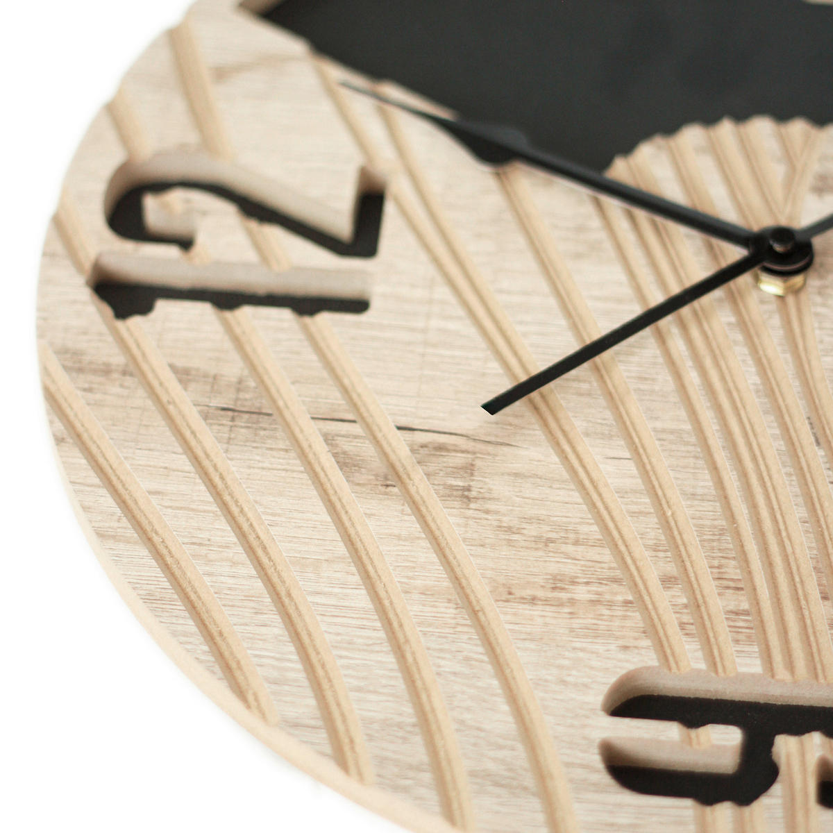 WANDUHR Schwarz, Eichefarben  - Eichefarben/Schwarz, Basics, Holz/Kunststoff (36cm)