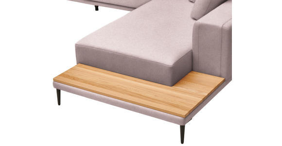 ECKSOFA  in Leinwand Altrosa  318/271 cm  - Schwarz/Altrosa, Design, Textil/Metall (318/271cm) - Belluti