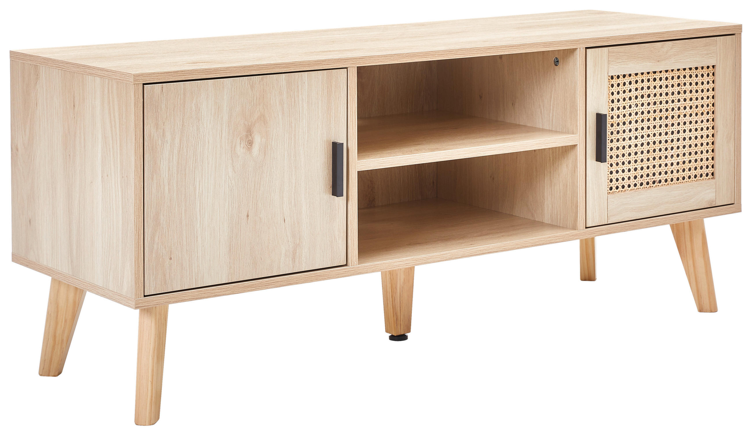 NÍZKA KOMODA, borovica, ratan, prírodná farba, 120/50/40 cm - prírodná farba, Modern, drevo/kompozitné drevo (120/50/40cm) - PBJ