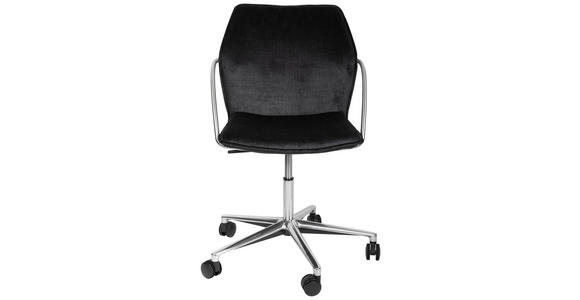 DREHSTUHL  in Samt Schwarz, Edelstahlfarben  - Chromfarben/Edelstahlfarben, Design, Kunststoff/Textil (56,5/82-94/60cm) - Novel