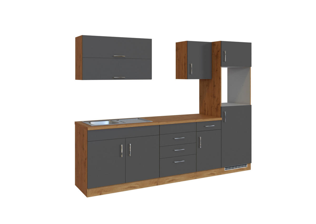 KÜCHENLEERBLOCK   in Anthrazit  - Eichefarben/Anthrazit, MODERN, Holzwerkstoff (270/200/60cm) - Held