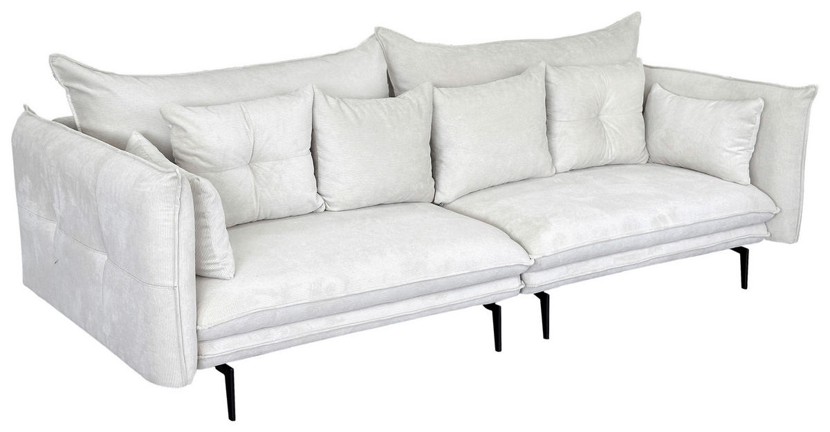 2-SITZER-SOFA in Cord Creme  - Creme/Schwarz, Design, Kunststoff/Textil (262/91/115cm) - MID.YOU