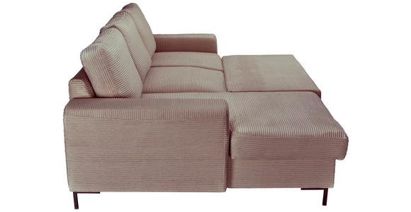 ECKSOFA Taupe Cord  - Taupe/Schwarz, KONVENTIONELL, Textil/Metall (150/240cm) - Carryhome