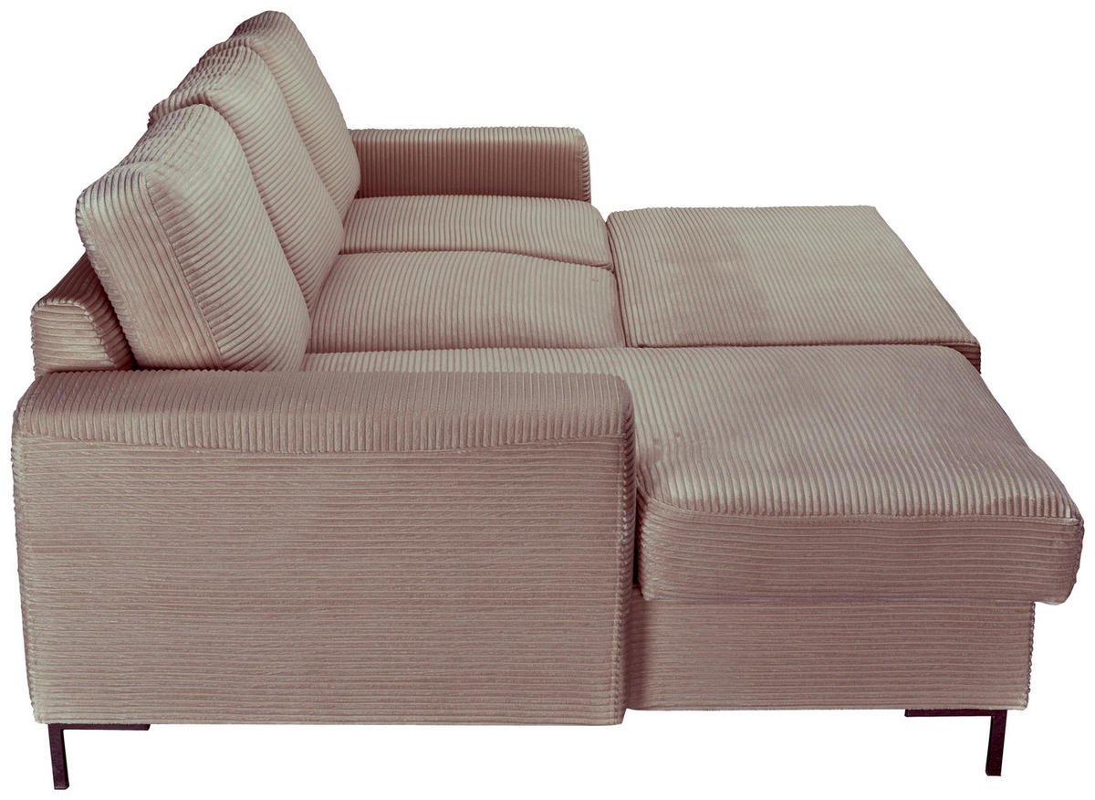 ECKSOFA Taupe Cord  - Taupe/Schwarz, KONVENTIONELL, Textil/Metall (150/240cm) - Carryhome