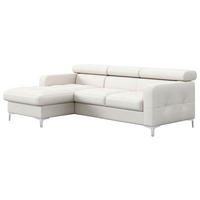 ECKSOFA Hellgrau Echtleder Bettkasten, Schlaffunktion, Rücken echt, Kopfteilverstellung, Kopfstütze  - Chromfarben/Hellgrau, Design, Leder/Metall (168/227cm) - Livetastic