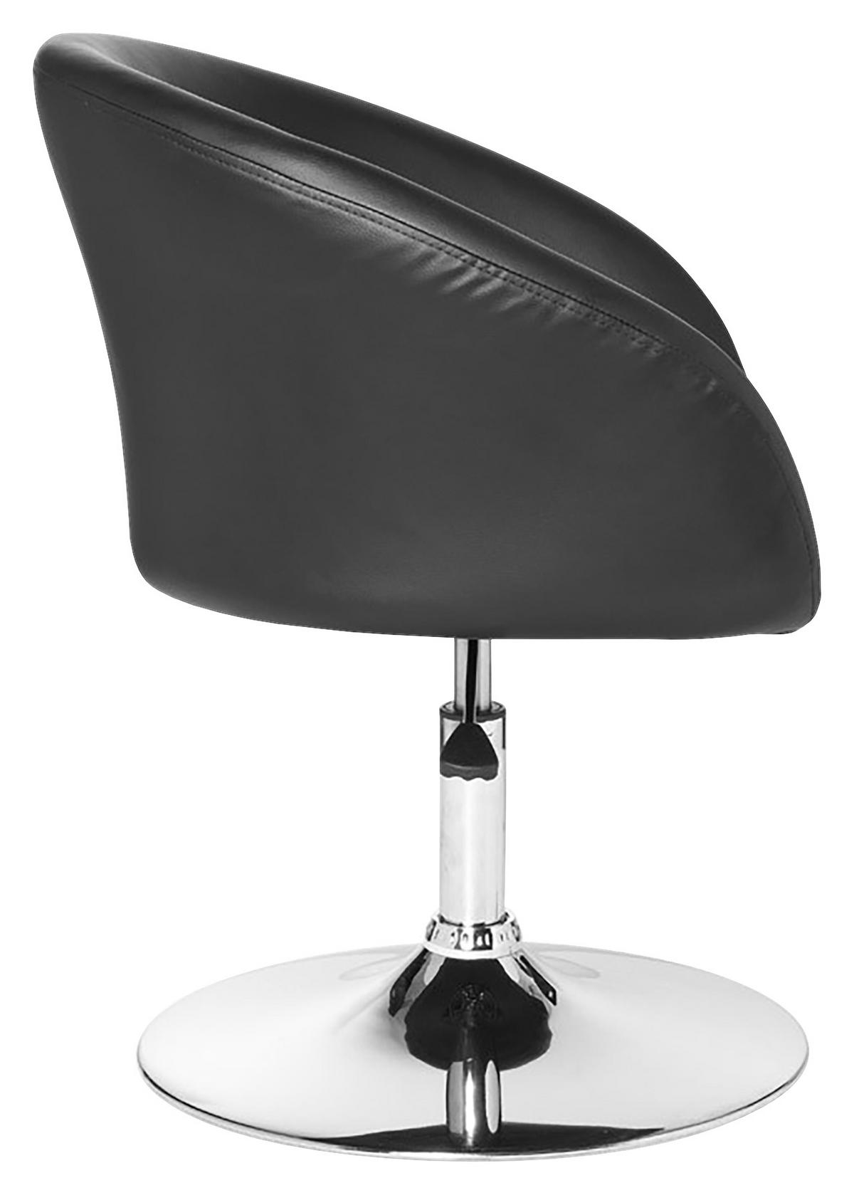 Drehstuhl Relaxsessel  in Lederlook  - Chromfarben/Schwarz, Modern, Textil/Metall (62/84/55cm) - MID.YOU