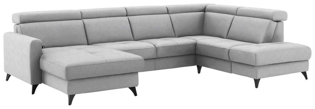 WOHNLANDSCHAFT Beldomo System in Flachgewebe Silberfarben  - Silberfarben/Schwarz, KONVENTIONELL, Textil/Metall (174/333/215cm) - Beldomo System