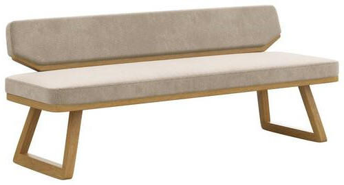 SITZBANK 190/80/52 cm Flachgewebe Eichefarben, Beige Eiche massiv  - Eichefarben/Beige, Basics, Holz/Textil (190/80/52cm) - Carryhome