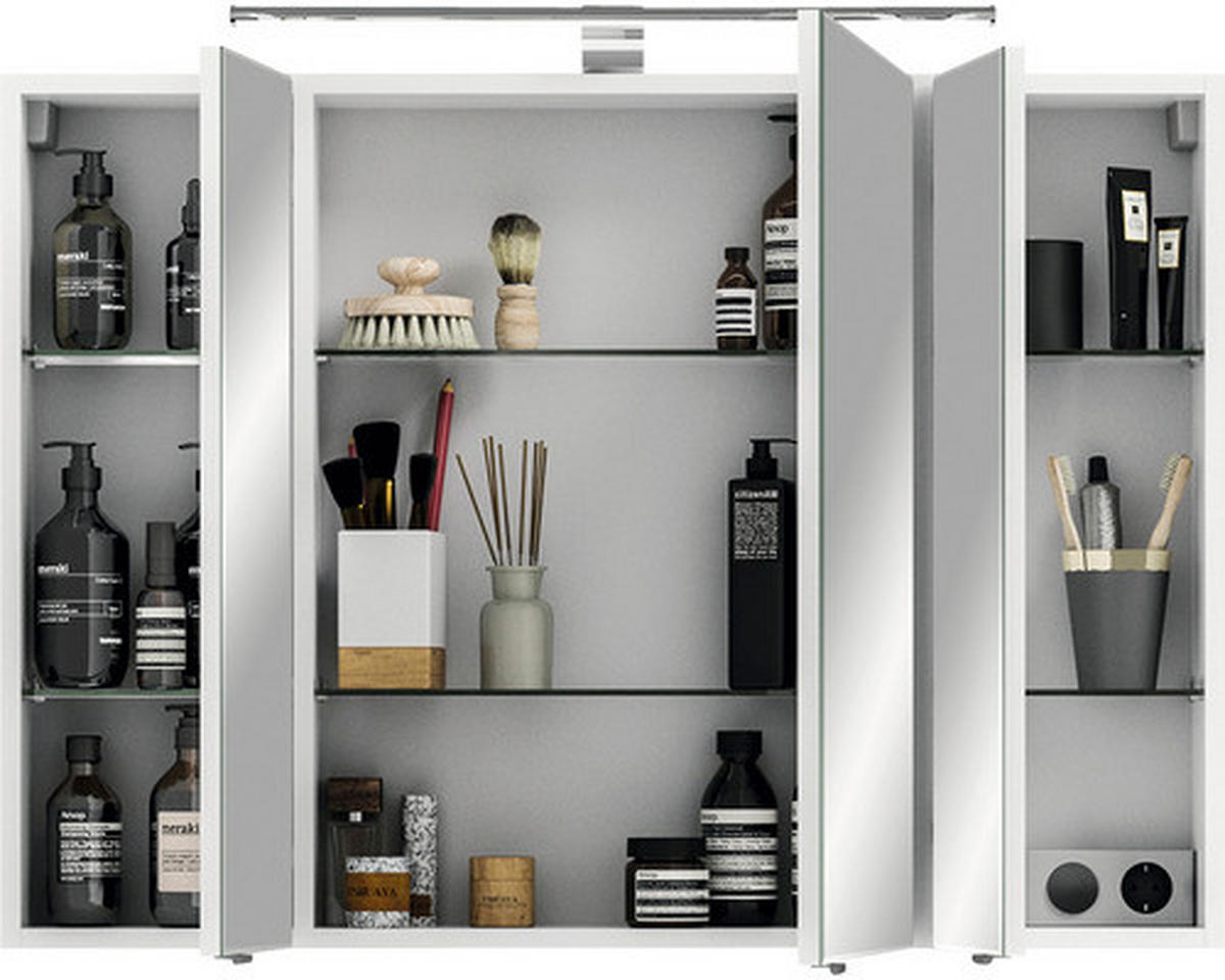 SPIEGELSCHRANK 98/70,3/17 cm  - Chromfarben/Weiß, KONVENTIONELL, Glas/Holzwerkstoff (98/70,3/17cm) - Pelipal