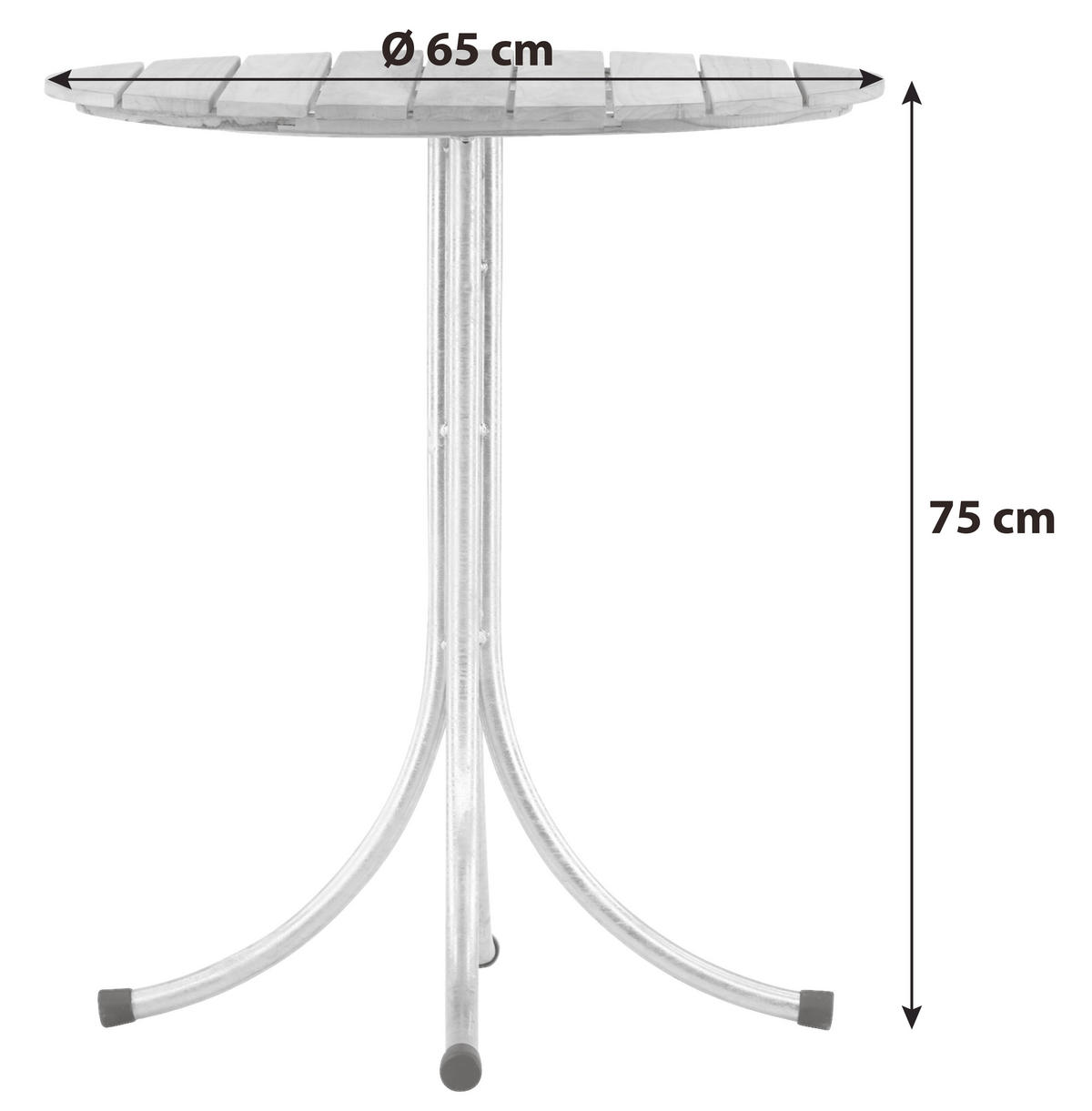 UTEBORD metall, trä rund  - teakfärg/silver, Klassisk, metall/trä (65/65/75cm) - Gardenson
