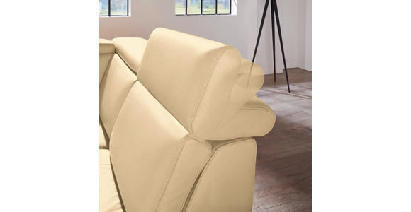 ECKSOFA in Echtleder Beige  - Beige/Alufarben, Design, Leder/Metall (271/242cm) - Cantus