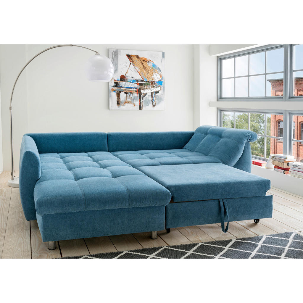 Thumbnail - Livetastic Eckschlafsofa, Blau, Textil, Uni, 4-Sitzer, Füllung: Schaumstoff, 250x190 cm, Made in Europe, Liegefunktion, ...