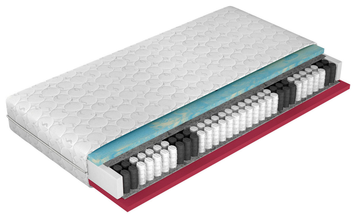 TASCHENFEDERKERNMATRATZE 90/200 cm Höhe ca. 17 cm  - Weiß, Textil (90/200cm)