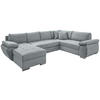SJEDEĆA GARNITURA tekstil  svijetlo plava   - boje kroma/svijetlo plava, Konvencionalno, tekstil/metal (157/305/219cm) - Livetastic