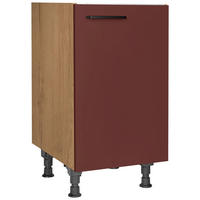 SPÜLENUNTERSCHRANK 45,0/87,0/56,0 cm  in Rot, Eichefarben  - Eichefarben/Rot, MODERN, Holzwerkstoff/Metall (45,0/87,0/56,0cm) - Nobilia