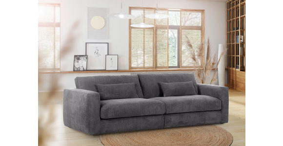 BIGSOFA Cord Dunkelgrau  - Dunkelgrau/Schwarz, KONVENTIONELL, Kunststoff/Textil (260/66/115cm) - Carryhome