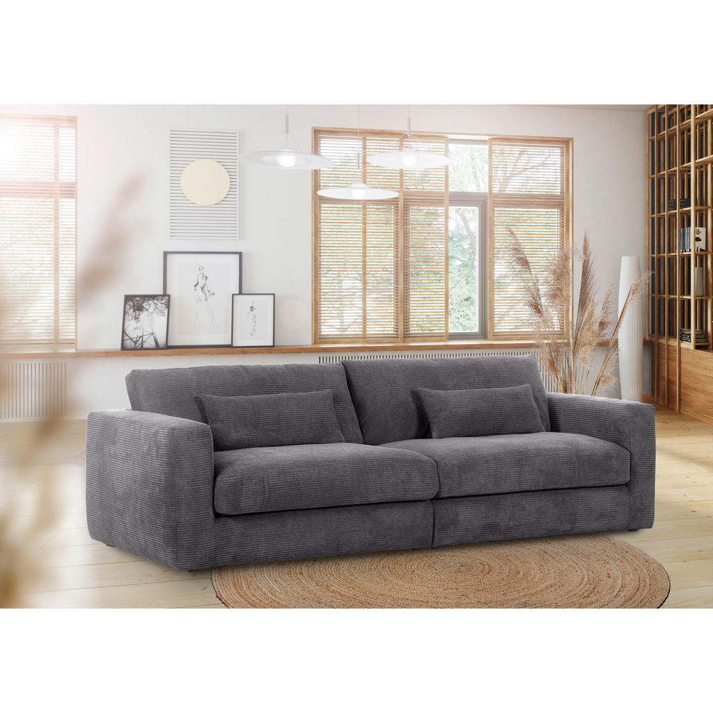 Thumbnail - Carryhome Bigsofa, Dunkelgrau, Textil, 2-3-Sitzer, Füllung: Schaumstoff, 260x66x115 cm, Rücken echt, Wohnzimmer, Sofas &...