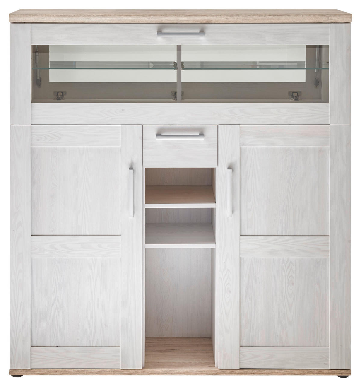 BAR Braun, Weiß  - Anthrazit/Silberfarben, Design, Glas/Holzwerkstoff (128/137/42cm) - Xora