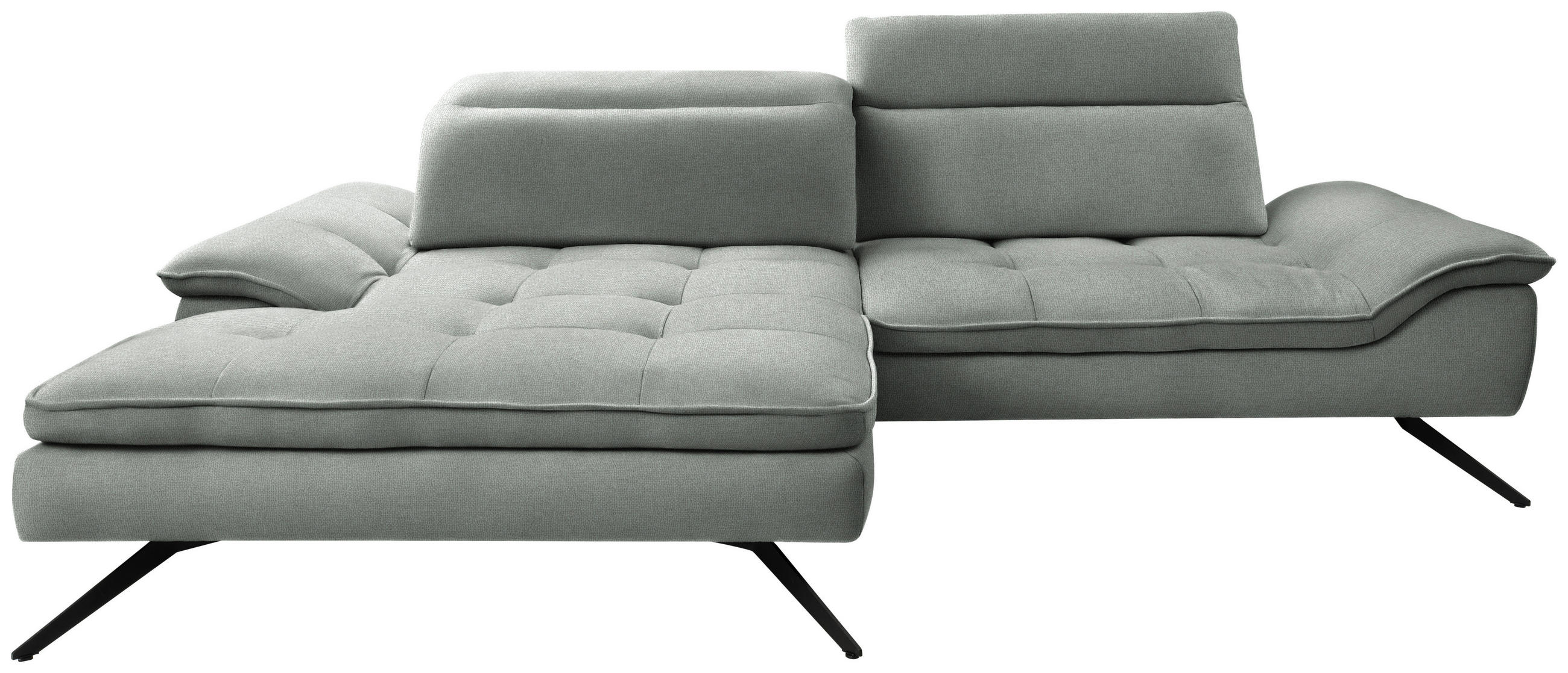 ECKSOFA in Webstoff Grau  - Schwarz/Grau, Design, Textil/Metall (179-202/288cm) - Stylife