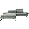 ECKSOFA in Webstoff Grau  - Schwarz/Grau, Design, Textil/Metall (179-202/288cm) - Stylife