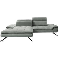 ECKSOFA in Webstoff Grau  179-202/288 cm  - Schwarz/Grau, Design, Textil/Metall (179-202/288cm) - Stylife