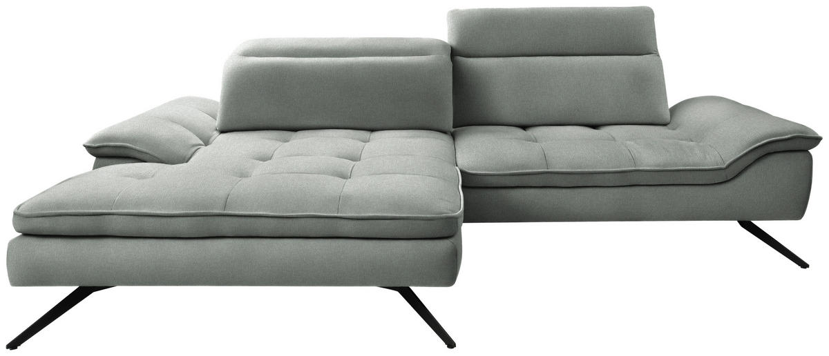 ECKSOFA in Webstoff Grau  179-202/288 cm  - Schwarz/Grau, Design, Textil/Metall (179-202/288cm) - Stylife