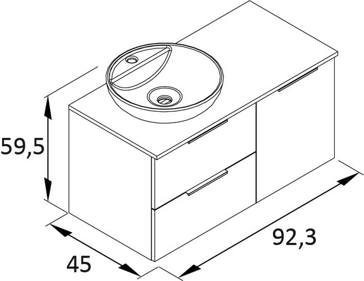 WASCHTISCHKOMBI 92,3 cm  - Platinfarben/Weiß Hochglanz, MODERN, Keramik/Holzwerkstoff (92,3cm) - MID.YOU