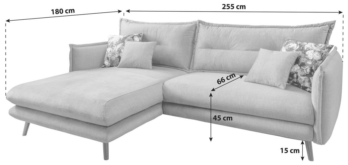 ECKSOFA in Velours Braun  - Schwarz/Braun, Modern, Holz/Textil (180/255cm) - Livetastic