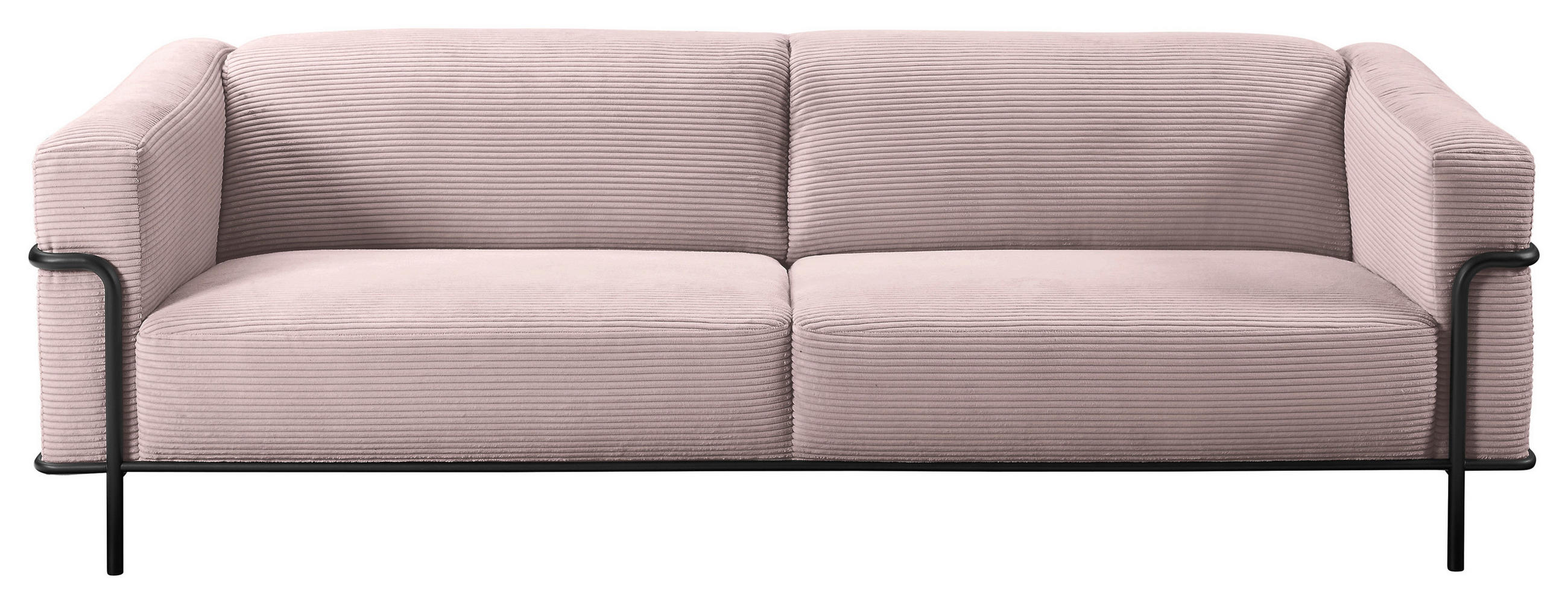 3-SITZER-SOFA in Cord Rosa  - Schwarz/Rosa, Design, Textil/Metall (236/67/96cm) - Johann Jakob