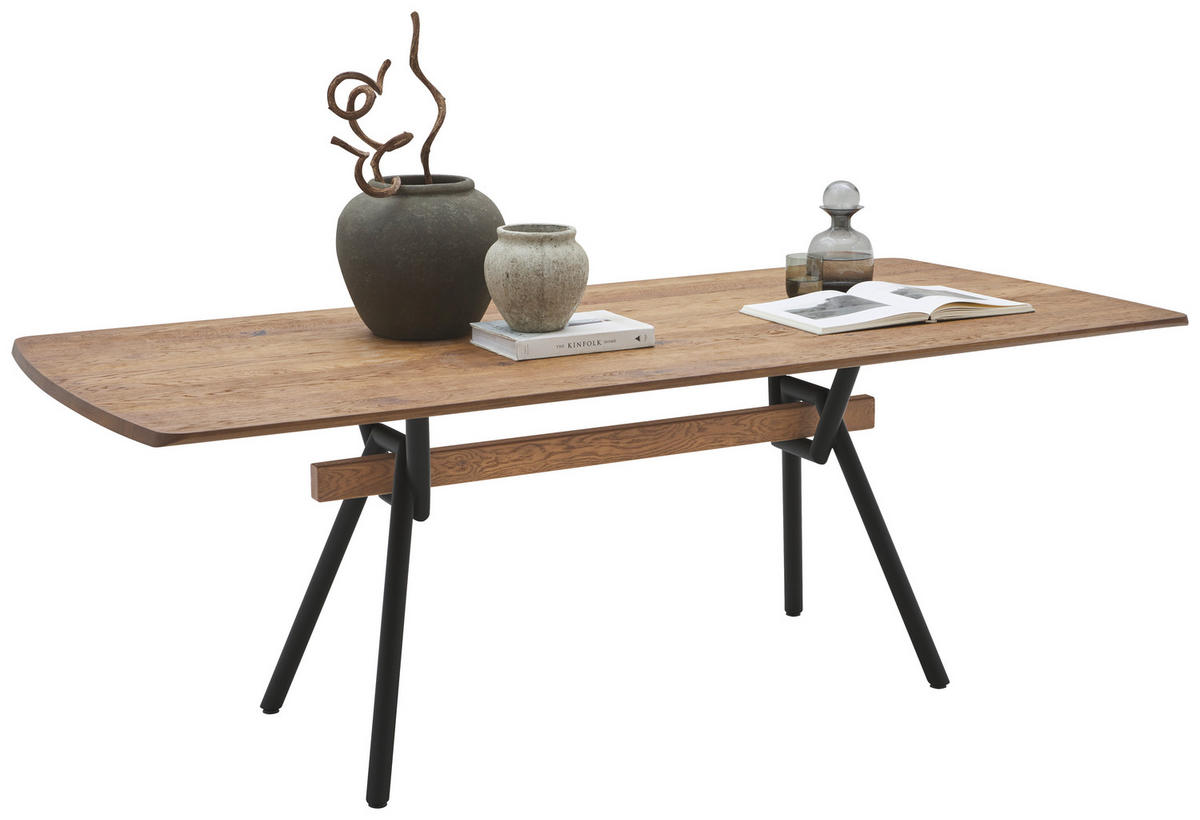 ESSTISCH Eichefarben rechteckig   - Eichefarben/Schwarz, Design, Holz/Metall (220/100/76cm) - Valnatura