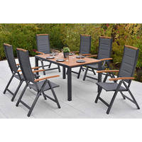 GARTENTISCHGRUPPE  - Graphitfarben/Naturfarben, KONVENTIONELL, Textil/Metall - Gardenson