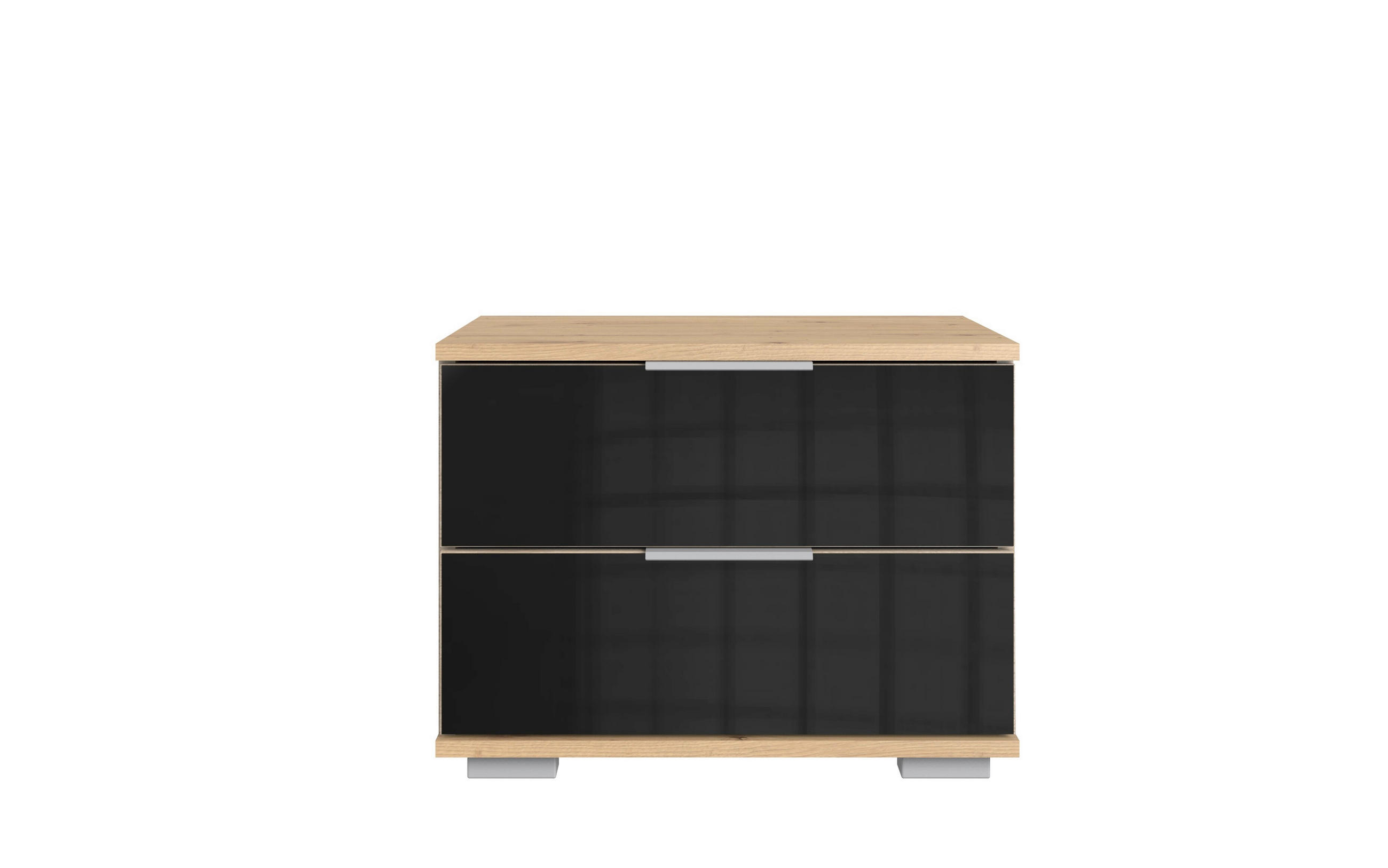 NOĆNI ORMARIĆ crna, boje hrasta   - boje hrasta/crna, Moderno, staklo/drvni materijal (52/40/38cm) - Carryhome