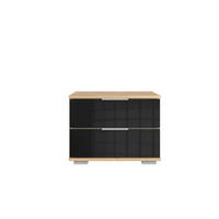 NOĆNI ORMARIĆ crna, boje hrasta   - boje hrasta/crna, Moderno, staklo/drvni materijal (52/40/38cm) - Carryhome