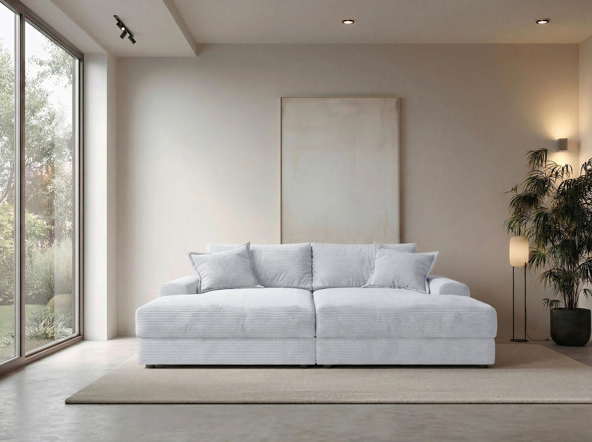 BIGSOFA Cord Hellgrau  - Hellgrau/Schwarz, MODERN, Kunststoff/Textil (234/93/190cm) - Carryhome