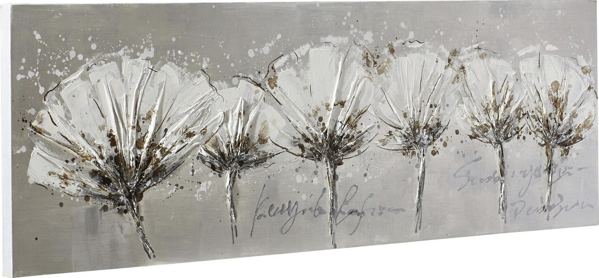 ÖLGEMÄLDE Blumen 150/50 cm  - Weiß, LIFESTYLE, Holz/Textil (150/50cm) - Monee