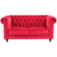 CHESTERFIELD-SOFA Samt Rot, Schwarz  - Rot/Schwarz, Trend, Holz/Textil (165/75/87cm) - Xora